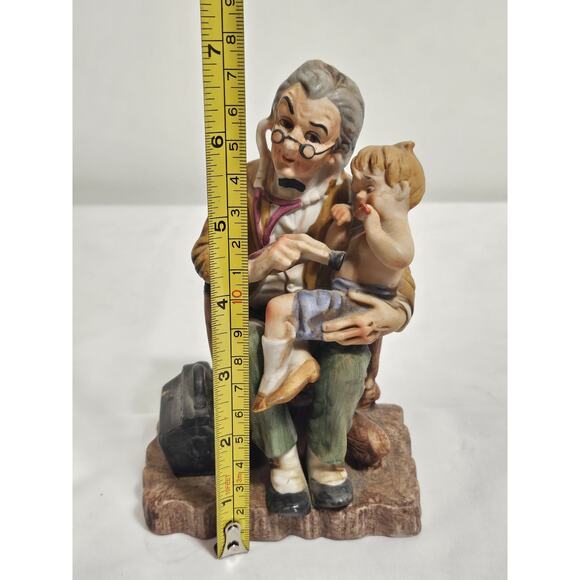 Vintage George Z. Lefton Porcelain Bisque Figurine - Country Doctor Examines Boy - Picture 8 of 10